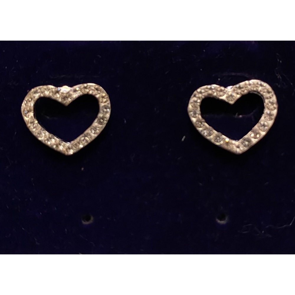 💖 Crystal Open Heart Silver Earrings NEW
